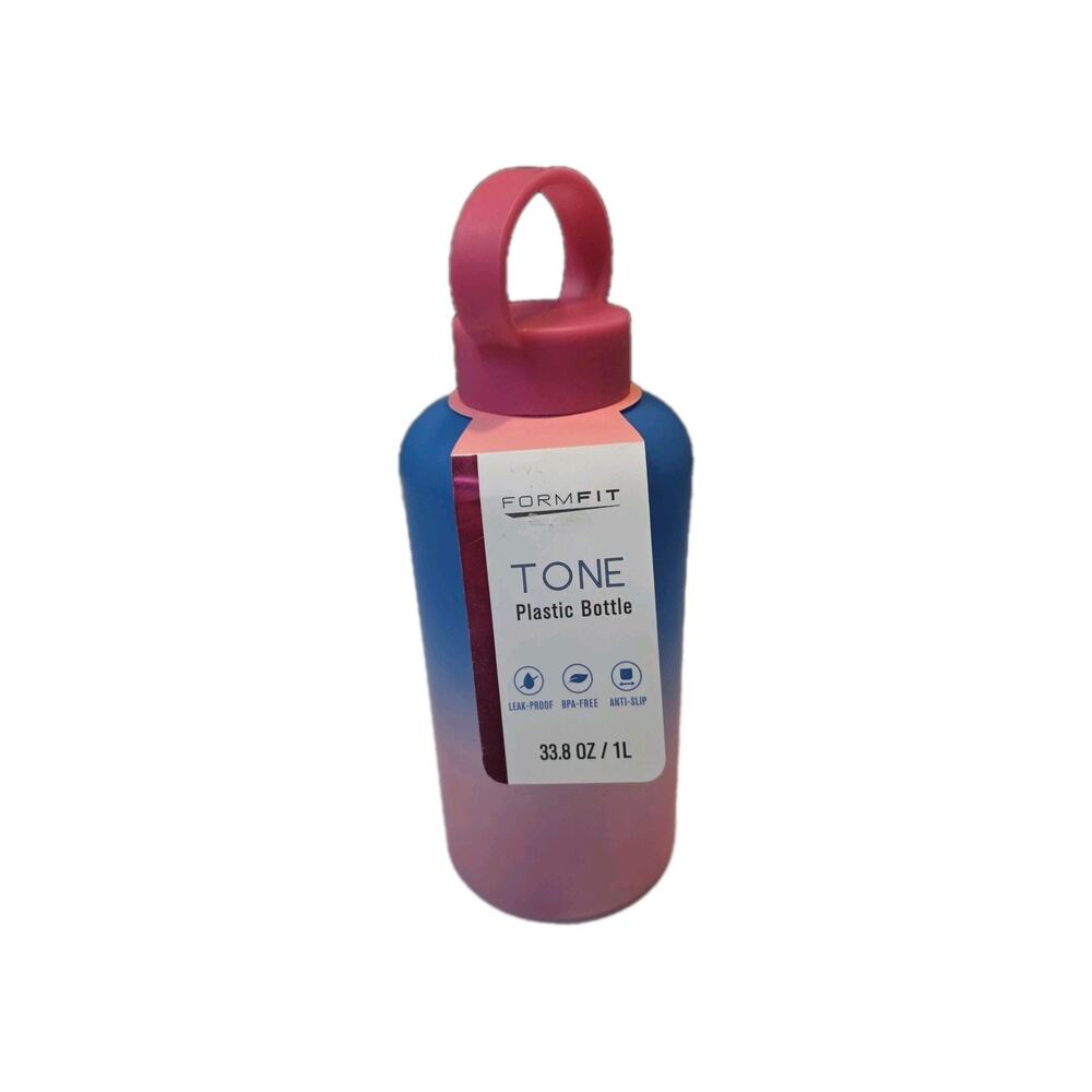 Formfit Tone 1L 33.8oz Plastic Water Bottle Leak Proof BPA Free Silicone Sleeve